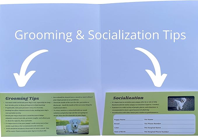 Groomers Margins Puppy Information Folders (10 Pack) - New Puppy Essentials and Dog Health Supplies for Breeders, Veterinarians, and Shelters - A Dog Owner Must Have