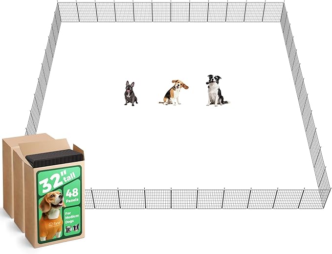FXW MiniPaws Unleashed Dog Playpen, Expandable & Portable Design for Yard, RV Camping and Indoor Use, for Small and Medium Dogs, 32-inch 48 Panels