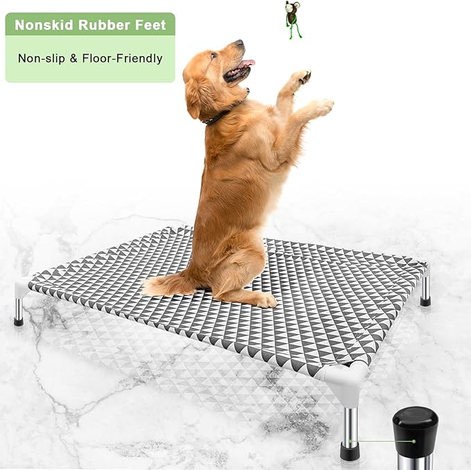 Elevated Outdoor Dog Bed, Large Size, Cotton Material, Non-Slip Feet, Fits up to 100lbs