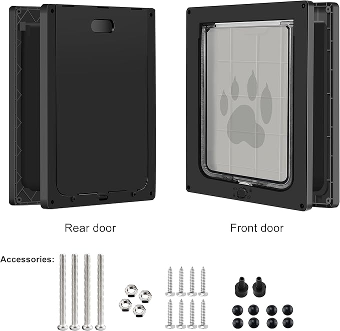 CEESC Dog Door for Pets Up to 20lb, Weatherproof Pet Door for Cats and Dogs, Durable, Snap-in Closing Panel Included, Suitable for Interior and Exterior Doors(Small Black)