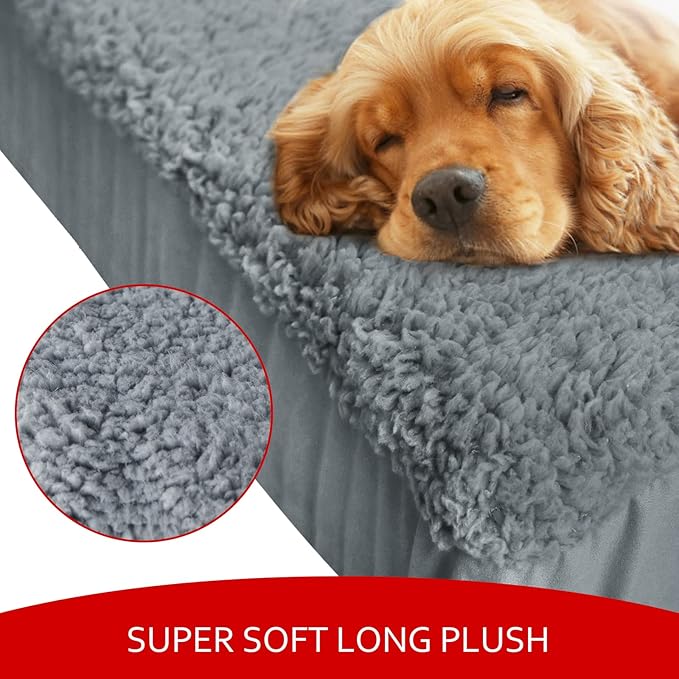 Dog Bed Covers Soft Plush Replacement Washable, Waterproof Pet Mattress Bed Liner Grey 54x44 Inches, for Dog/Cat, Cover Only