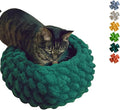 Cat Nest Bed - Premium Self Warming Handwoven Washable Extra Soft Round Cave House for Indoor Kitten & Kitty, Small & Large (DGreen,Large)