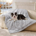 Luciphia Large Waterproof Dog Blanket for Pet Washable Liquid Proof Bed Intimacy Protection Shaggy Plush Calming Long Faux Fur Couch Cover Calming Cat Throw Blankets, Mist Grey, 50" x 60"