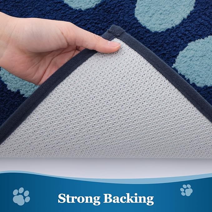 Buganda Dog Door Mat for Muddy Paws, Absorbent Dirt Trapper Washable Indoor Doormats, Non Slip Low-Profile Mud Mat for Dogs, Front Entrance Doormat for Inside Floor (40x32 Inches, Dark Blue)