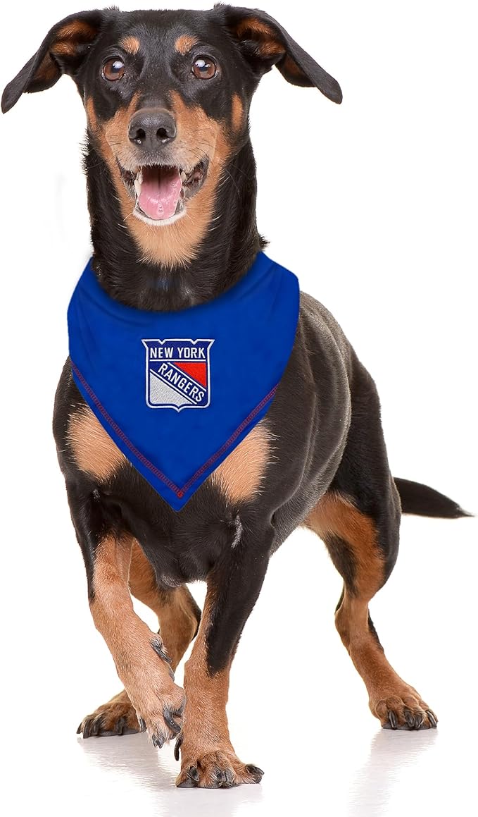 Pets First NHL New York Rangers TIE Bandana, Size Large/X-Large. Dog Bandana Scarf Bib for Pet Cat Dog. The Ultimate Game-Day, Party Bandana