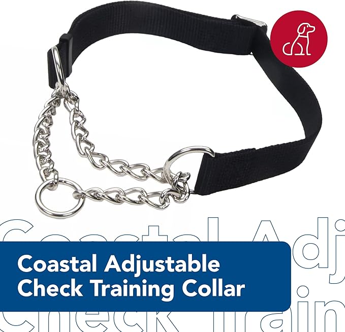 Coastal Pet - Check-Choke - Adjustable Check Training Collar for Dogs, Black, 3/4" x 14"-20"