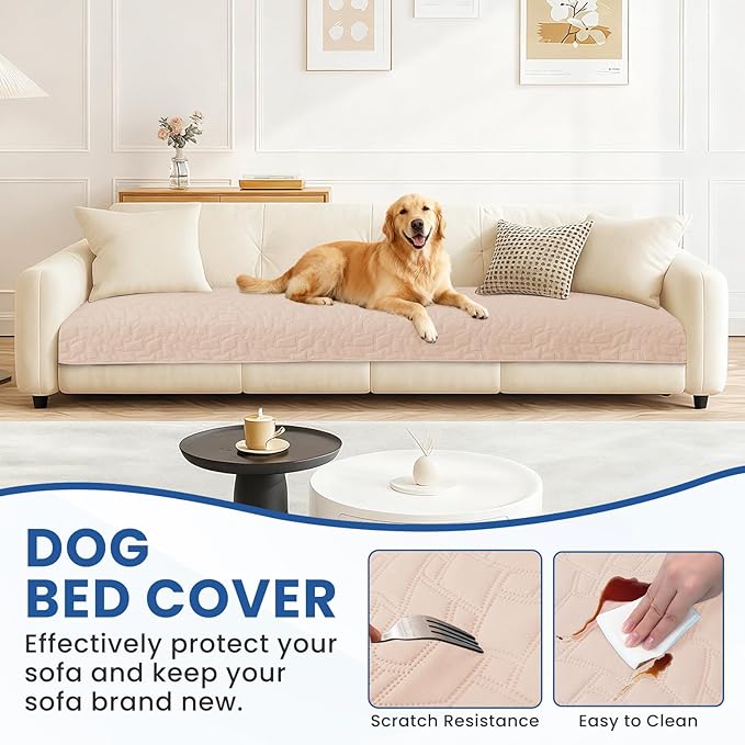 Waterproof Couch Covers for Pets, Waterproof Dog Bed Cover, Anti-Slip Soft Dog Blankets, Couch Cover for Dogs Washable, Pet Blanket for Puppy Large Dogs Cat (30x53 Inch, Beige)