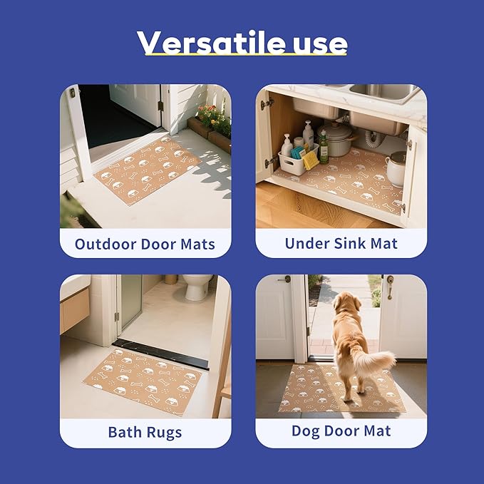 Cooyes Large Dog & Cat Food Mat 16"×24", Ultra-Absorbent Dog Bowl Mat for Food and Water, Pet Feeding Mat with Non-Slip Back, Pet Placemats with Water-Locking Bottom That Protects Floors
