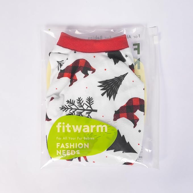 Fitwarm Reindeer Dog Christmas Pajamas, Winter Doggy Clothes for Small Dogs Boy Girl, Fleece Dog Onesie with Feet, Holiday Pet Outfit, Black, White, Red, XL