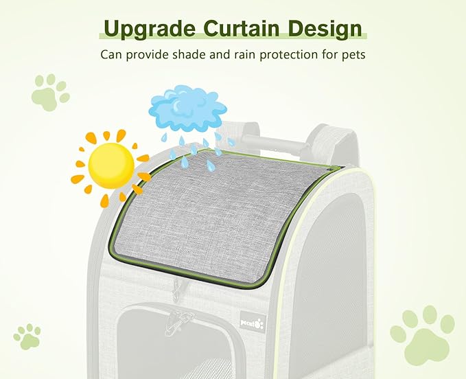 Pecute Cat Backpack Carrier Expandable, Pet Backpack with Curtain for Cats Dogs Up to 11lbs, with 4-Side Breathable Mesh, Multi-Entry & Lockable Zippers for Travel, Hiking, Camping - Hands Free