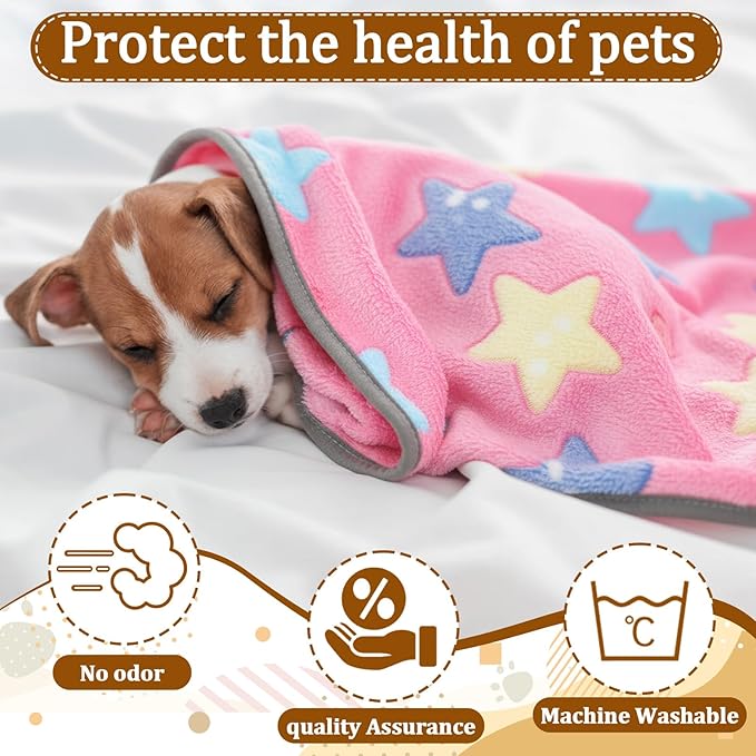 60 Pcs Puppy Blanket Bulk Soft Fluffy Flannel Pets Fleece Blankets for Small Dogs Throw Warm Bed Washable Sleep Mat Bed for Shelter Stray Dog Puppy Cat, 16x24 Inches