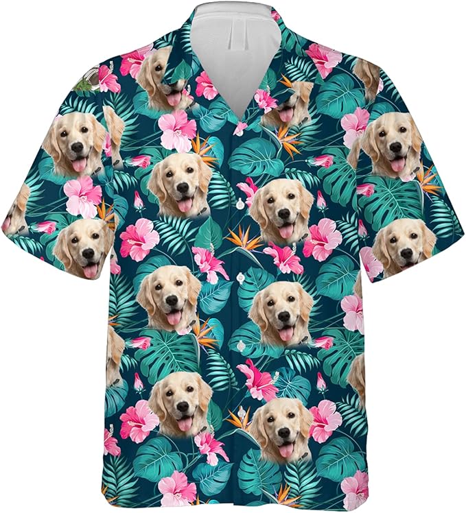 DILYPOD Custom Hawaiian Shirt with Face, Personalized Button Down Hawaiian Shirts for Men, Women, Photo Hawaiians Shirt