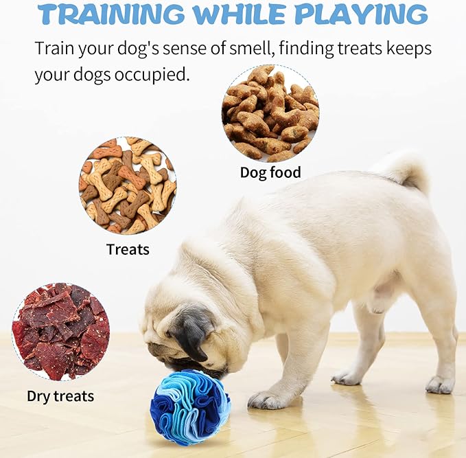 2 Packs Snuffle Ball for Dogs Stress Relief Interactive Dog Enrichment Toys Dog Sniff Mat Pet Snuffle Ball Toy Foraging Mat Dogs Treat Ball Pad Dog Puzzle Toys for Anxiety Relief Enhance Sniffing