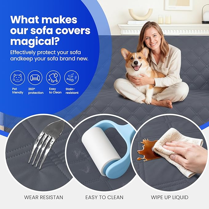 Waterproof Dog Bed Cover Pet Blanket, Soft Couch Cover for Dogs Washable, Non-Slip Dog Blanket Protect Furniture Couch Sofa Car for Puppy Large Dogs Cat (30x53 Inch, Dark Grey)