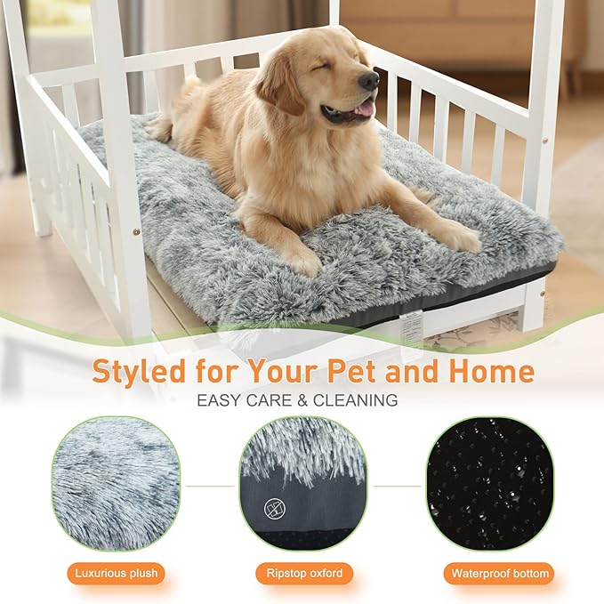 KISYYO Premium Washable Orthopedic Dog Bed – 41" Extra Large Crate Mat with Non-Slip Base, Plush Support for Pets Up to 90 lbs, Grey