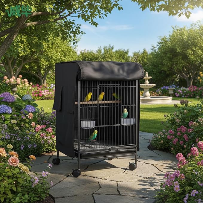 DONGKER Birdcage Cover,Breathable Waterproof Windproof Parrot Cage Cover Shade with Zipper Panel for Parakeet Macaw Lovebird Without Cage(30.3"x18"x18")
