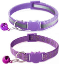 Purple Reflective Cat Collar with Bells, [2 Pack] Break Away Kitten Collar with Bells, Breakaway Cat Collar for Boy Cats Kitty