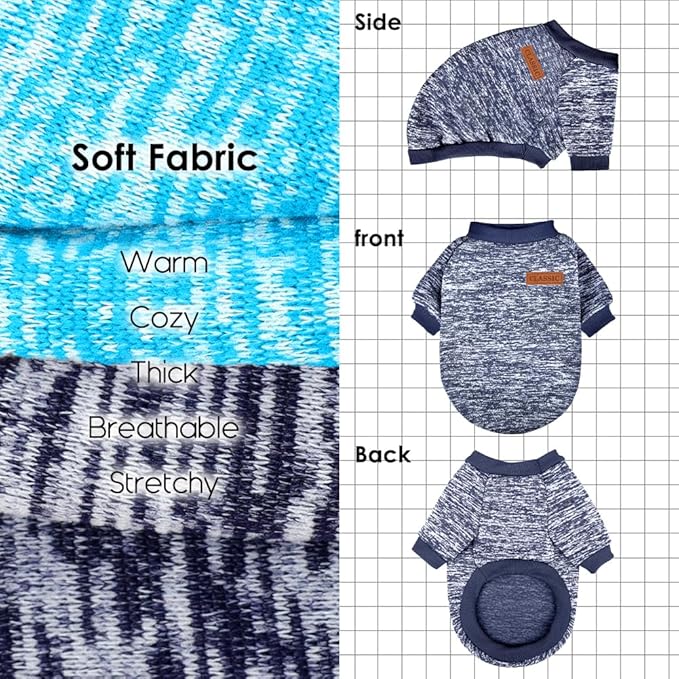 2 Pcs Dog Sweaters for Small Dogs Girl Boy Winter Fleece Clothes Warm Soft Dog Sweatshirt Outfit for Dogs Cats Pet Apparel