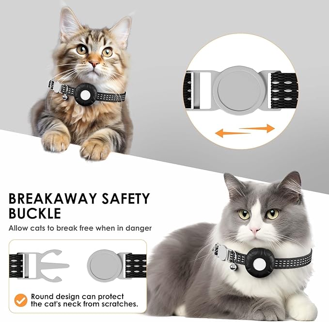 Cat Tracker, Lightweight Pet Tracker for Cats, Cat GPS Tracker Compatible with Apple Find My App(Only iOS), Real-Time Tracking, Precise Positioning, No Monthly Fee, Long-Life Battery