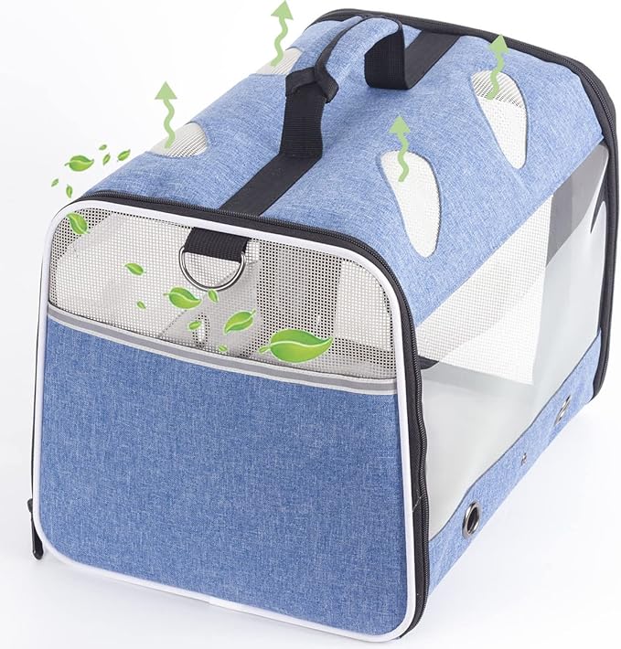 Bird Travel Carrier for Parrot with Wooden Perch and Tray, Portable Carrying Bag for Outdoor Hiking and Vet Visit(Blue, Bird Carrier)