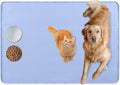 Cat Food Mat, 34" x 22" Large Silicone Pet Feeding Mat for Food and Water Bowls Non-Slip, Easy to Clean (Blue)