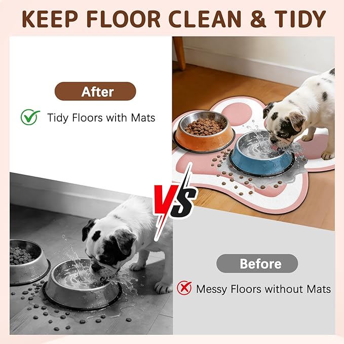 Dog Food Mat for Bowls, Absorbent Quick Dry Dog Cat Mats for Food and Water, Non-Slip Backing Pet Mat Pet Supplies - Pink 15.74 inch