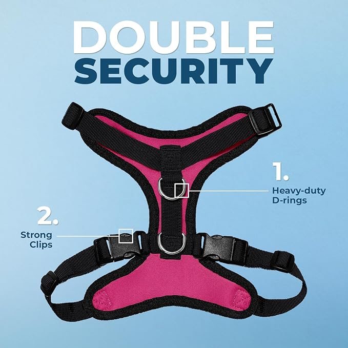 Voyager Step-in Pet Harness - All Weather Mesh, Adjustable Step in Harness for Cats and Dogs by Best Pet Supplies - Fuchsia/Black Trim, XL