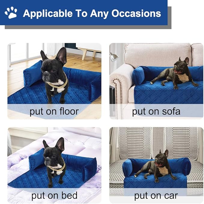 Brilliant Sunshine Premium Calming Dog Bed Mat, Silky Velvet, Removable Washable Cover, Cushion Protector and Couch Covers for Dogs, Pets, Cats, Small, Dark Blue