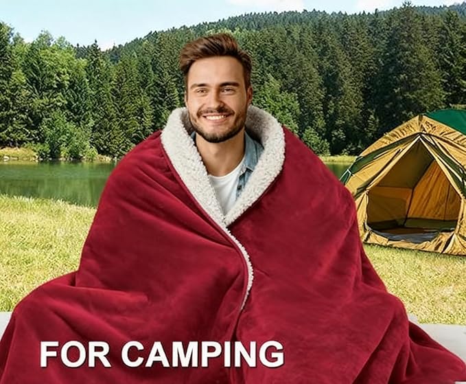 Waterproof Blanket for Beds – Ideal for Couch & Pets Splash Proof Sherpa Throw, Leakproof TPU Layer, Stain Resistant Washable Bed Protector – Burgandy, 90"x 80"