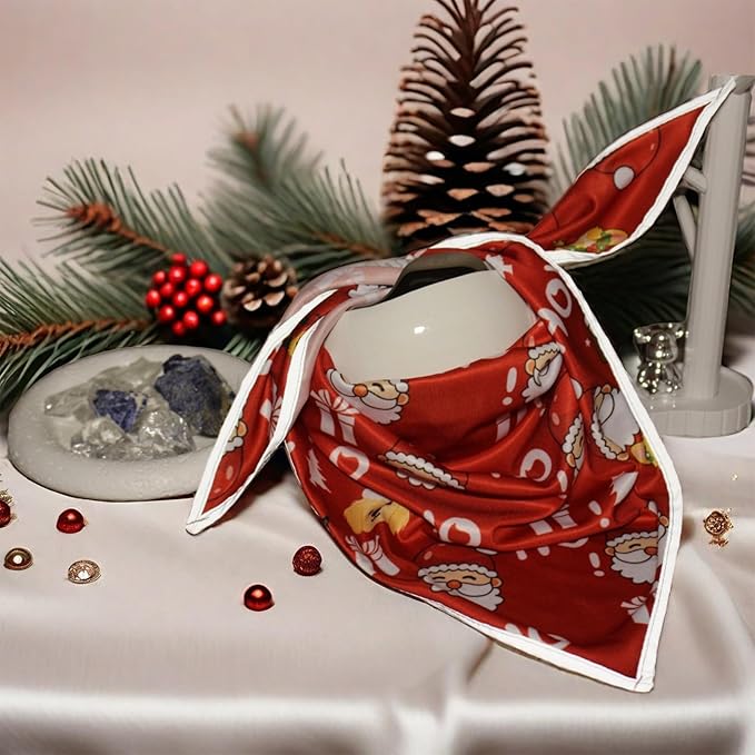 Christmas Dog Bandanas,Reflective Dog Bandana for Night Safety,Adjustable Santa Claus Dog Scarf Triangle Boy and Girl Pet Scarves for Medium Dogs,Red,M