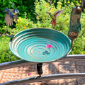 DREAMSOUL 13 Inches Deck Bird Bath, Metal Bird Bath Bowl Unheated with Clamp Detachable, Bird Baths for Outdoors Railing Balcony Garden Decor