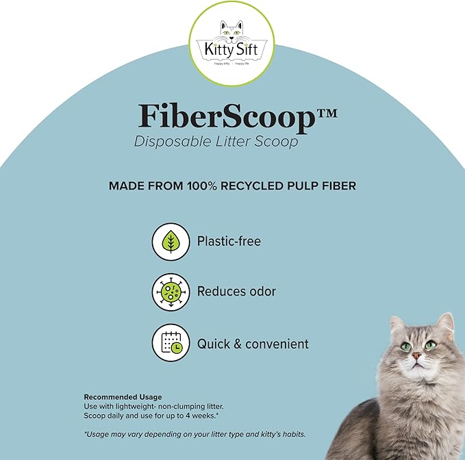 Kitty Sift FiberScoop Disposable Litter Scoop, Plastic-Free & Sustainable - Natural, One Size (Pack of 2)