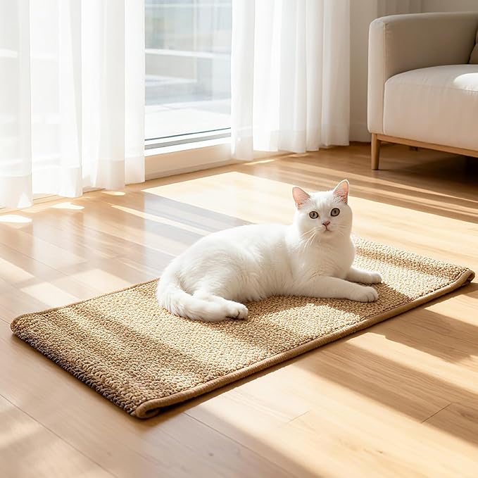 Ordora Large Cat Scratcher Mat: 31.5 X 14 Inch Upgrade Soft Sisal Horizontal Cat Floor Scratching Pad, Cat Scratching Rug Protect Furniture