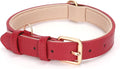 WHIPPY Leather Dog Collar for Small Medium Large Dog Adjustable Soft Breathable Leather Padded Puppy Collar with Alloy Buckle Heavy Duty Waterproof Classic Dog Pet Collar,red,XS