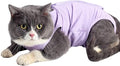 Cat Surgery Recovery Suit Cat Onesie for Cats After Surgery Spay Surgical Abdominal Wound Skin Diseases E-Collar Alternative Wear (Purple-L)