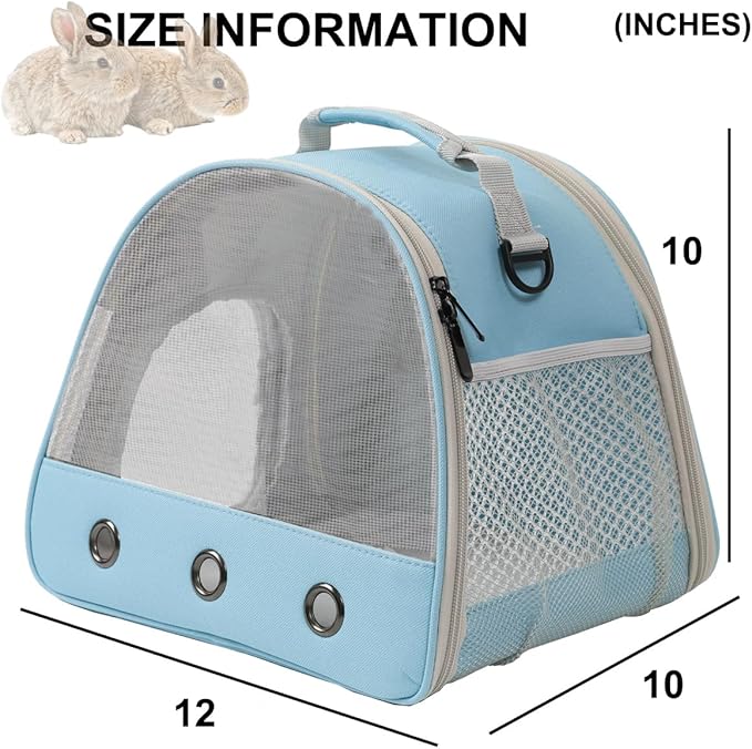 Ventilation Cage,Bearded Dragon Travel Carrier,Guinea Pig Carrier,Guinea Pig Bag for 2,Reptile Travel Carrier for Lizards Sugar Glider Hedgehog Rat Parrot Birds,Airline Approved (Blue, Mesh Carrier)