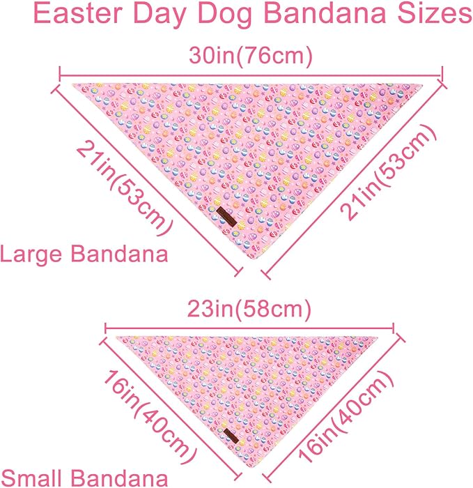 Easter Day Dog Bandana, UP URARA PUP Easter Eggs Triangle Bid Scarf for Medium Large Dogs, Cotton Kerchief for Girl Boy Puppies, Cute Spring Bunny Bandana,L