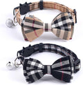 SuperBuddy Cat Collars Breakaway with Cute Bow Bell - 2 Pack Kitten Collar Plaid Cat Collar with Removable Bowtie Cat Collar for Cats Kittens…