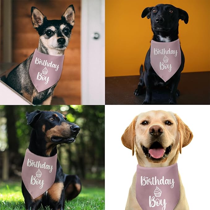 Dog Birthday Bandanas Boy Pink Dog Bandana Pet Scarf Bibs Accessories Party Supplies for Lover Small Medium Puppy Boy