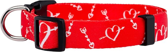 Native Pup Valentine’s Dog Collar- Valentines Day Pet Collars- Valentine Girly Hearts- Pink Red Heart- Cute Boy Girl Puppy Gift- Adjustable for Small, Medium, Large Breeds (Cupid's Arrows, Large)