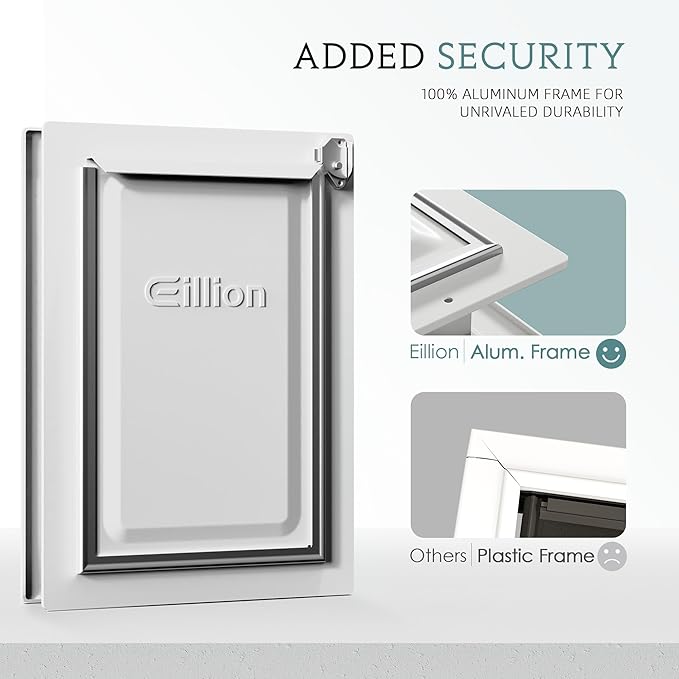 Medium Dog Door for Door, Doggy Door with Aluminum Frame, 3 Flaps, Metal Closing Panel and Lock, Pet Doggie Door for Interior and Exterior Doors