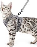 Cat Harness and Leash Set Escape Proof Tactical Extra Large Kitten Harness Emotional Support Cat Vest, Grey, XL