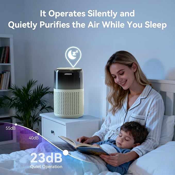 AIRROMI HEPA Air Purifier for Bedroom&Home,Pet Air Purifier for Home Pets,Removes Pet Odor,Cat Litter Smell,Dust,Smoke&Allergies,Quiet Room Air Purifier with Scents,360°Air Cleaner,A2005 Green