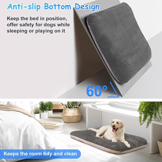 Magic Dog Super Soft Medium Dog Bed, 32 Inches Orthopedic Foam Pet Beds with Anti Slip Bottom, Dog Sleeping Mattress with Removable and Washable Cover, Grey M,32'' X 24'' X 3''