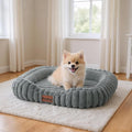 Cute Washable Dog Bed for Small Dogs -Soft Plush Calming Puppy & Cat Bed with Anti-Slip Bottom, Rectangle Anti-Anxiety Puppy Kennel Bed with Handle, 25" x 21" x 4",Grey