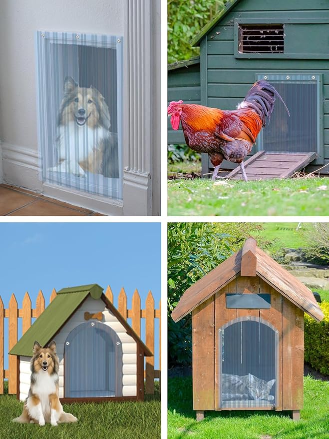 9.8in x 4.9ft Door Replacement Flaps for Dog House - Easy to Cut & Install Transparent Vinyl Strip for Doggie/Doggy/Cat Entry Door