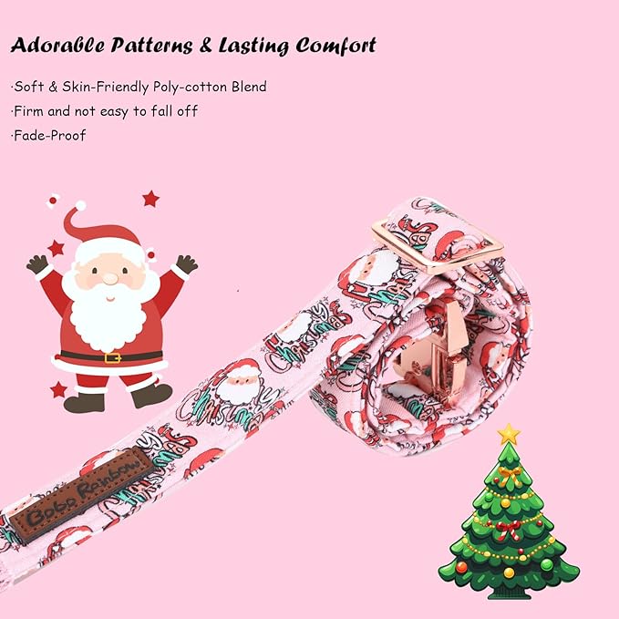 Christmas Dog Collar, Pink Christmas Santa Claus Dog Collar Bow Tie Pet Collars with Bow Adjustable Pet Collars with Premium Metal Buckle Dogs Necklace for Large Girl Dogs