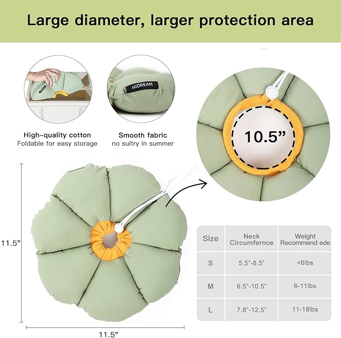 Cat Cone Collar,Cute Waterproof Cat Recovery Collar,Anti-Bite Lick Wound Healing Safety Elizabethan e Collar for Cats,Green Flower All-Season Style