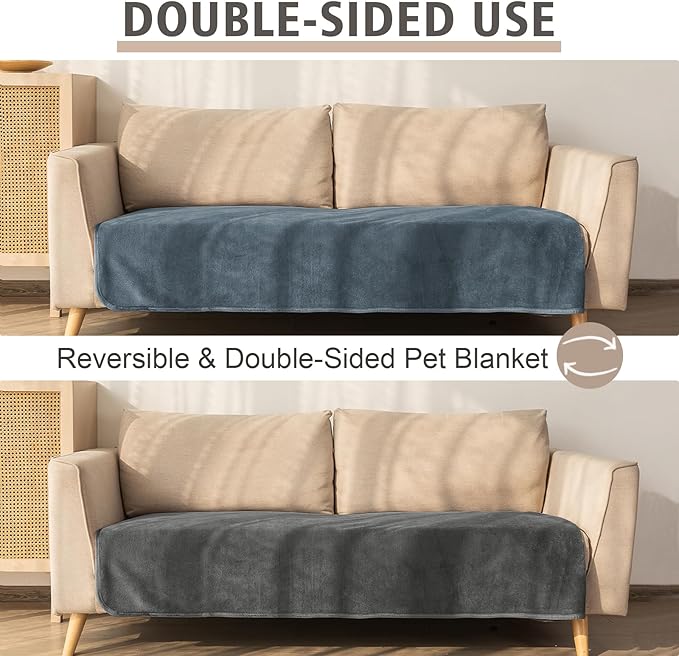 Ameritex Pet Bed Blanket Reversible 100% Waterproof Velvet Super Soft for Sofa and Bed