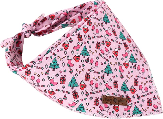 Lionet Paws Cotton Christmas Dog Bandanas Pink,Gloves Tree Comfortable Dog Bandana Bibs Scarf Dogs Kerchief,Autumn Scarves for Small Medium Dogs Pets